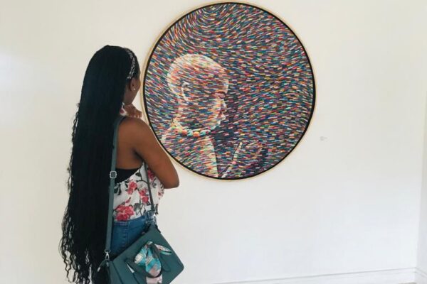 Sample artworks exhibited by Kabonge George at “OMUNTU MUNTU” Art Exhibition